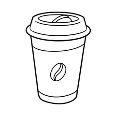 Takeout Coffee Cup Illustration Simple Line Drawing Design