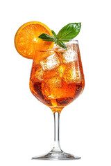 Isolated Italian Aperol Spritz with Ice