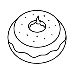 Delicious Glazed Donut Illustration, Bakery Treat, Sweet Pastry, Simple Line Art