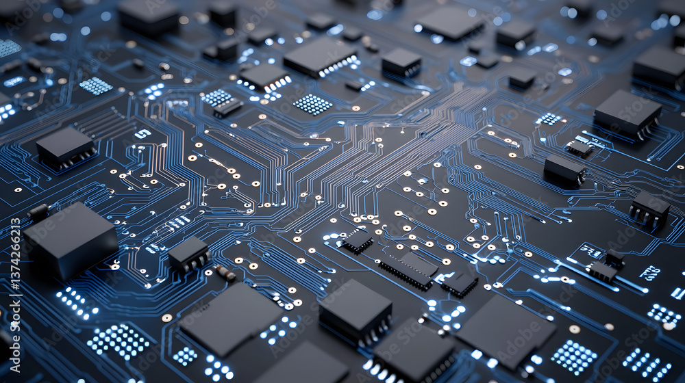 Poster digital circuit board technology overview modern electronics image collection high-tech environment 