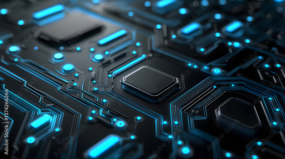 Poster digital circuit board technology showcase virtual environment abstract visuals contemporary design h