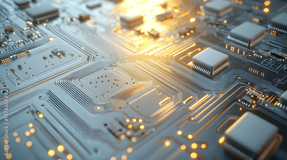 Aufkleber innovative digital circuit board technology modern workspace abstract background high-tech environme