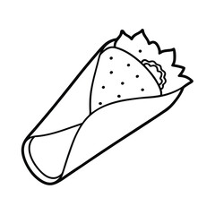 Simple Line Drawing of a Delicious Burrito Meal