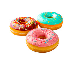 donuts isolated on a transparent background