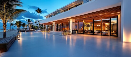 Luxury Beachfront Restaurant at Dusk