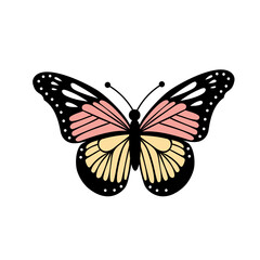 Monarch butterfly. Insect in trendy flat style. Vector illustration isolated on white background.