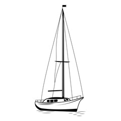 Vector images of boats. Line drawings of boats. Sailing vessels. Motorized vessels for sailing. Yachts, sailboats, ships and rowing boats