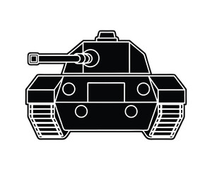Tank vector illustration, Tank silhouette, isolated on a white background.