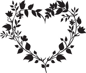Heart-shaped floral silhouette vector for romantic and decorative design projects.