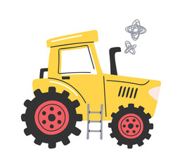 Yellow tractor agricultural vehicle doodle