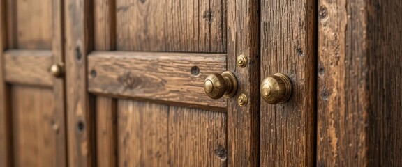 Fototapeta premium Macro Shot of a Vintage Wooden Book Cabinet Isolated on White, Emphasizing Texture and Craftsmanship.