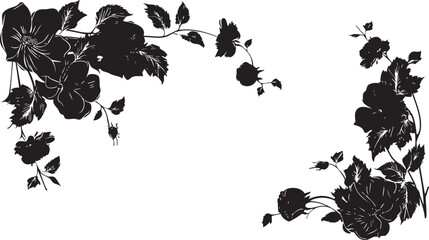 Elegant floral silhouette design for decorative frames and borders.
