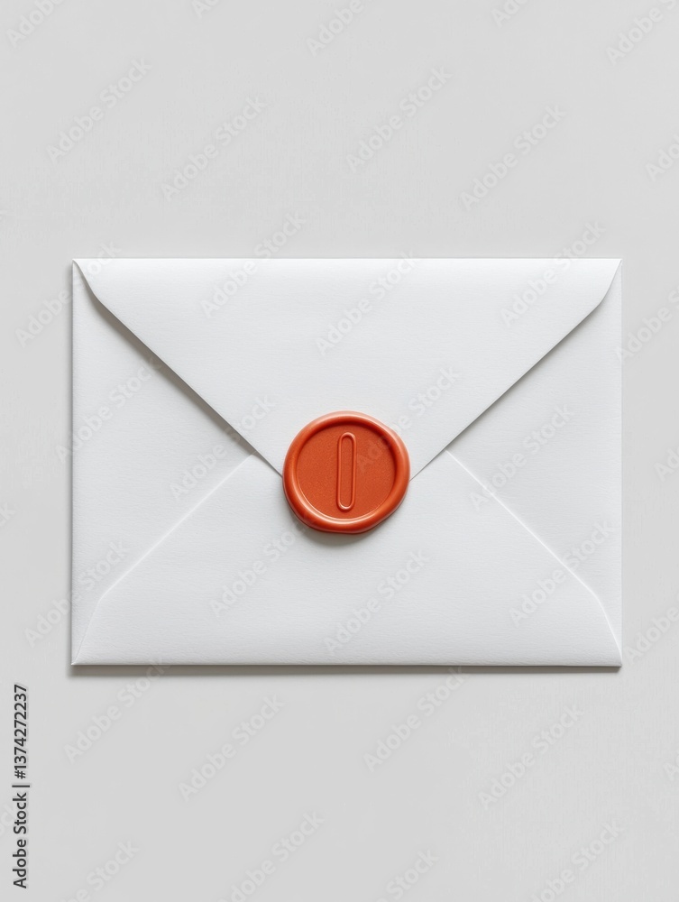 Poster close-up of a white envelope with a red wax seal on it. the envelope is open and the seal is in the 