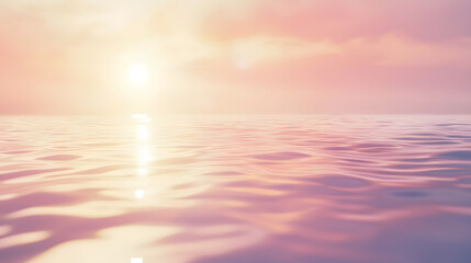Fototapeta premium Serene sunrise over calm waters tranquil ocean digital art soft blurred background peaceful landscape ideal for ui overlays