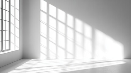 realistic and minimalist blurred natural light windows shadow overlay on wall paper texture abstract background minimal abstract light white background for product presentation