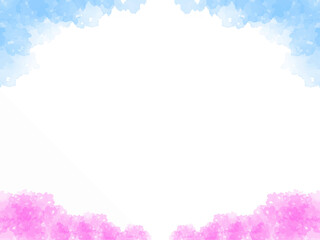 春の桜と青空イメージのテクスチャー背景素材。桜並木のイメージ。