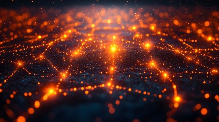 A conceptual illustration of decentralized finance with glowing network nodes