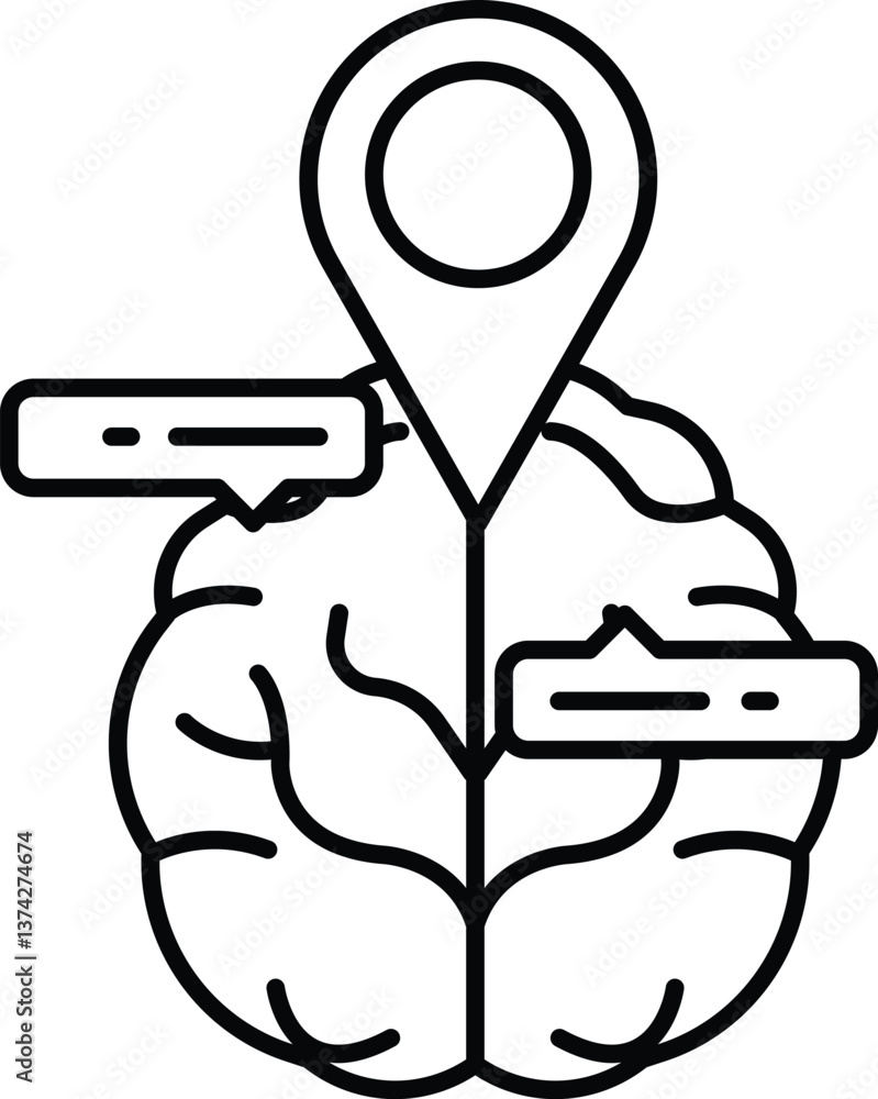 Poster a brain with a map of the world on it