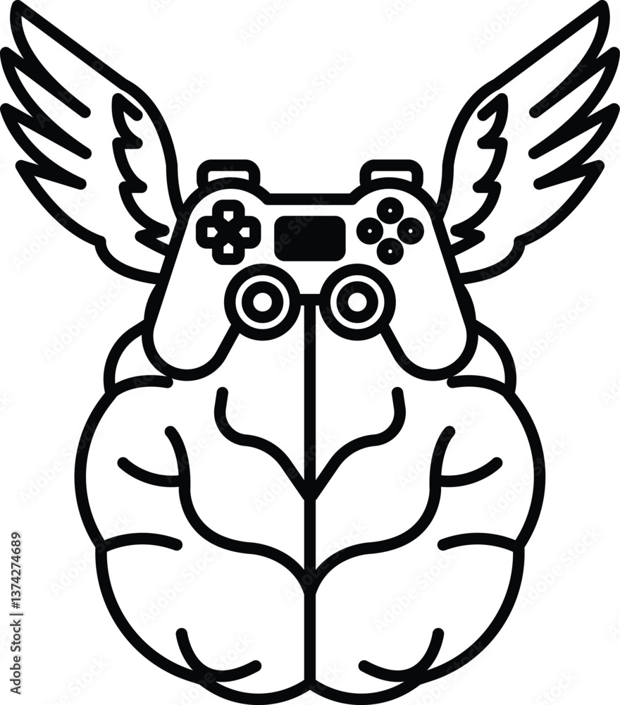 Poster a brain with a controller on top of it