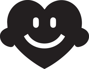 Obraz premium Heart-shaped smiley face icon for love and happiness-themed designs.
