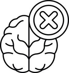 A brain with an X over it