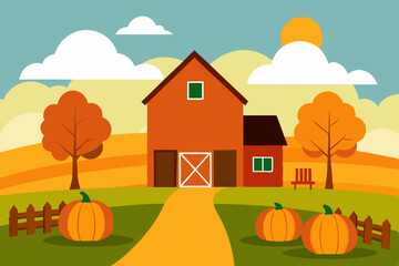autumn landscape with house