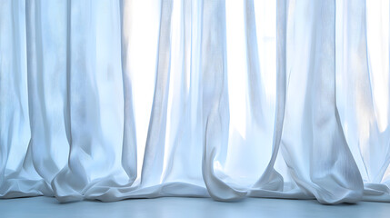 Soft white curtain texture for product staging indoor setting photography natural light close-up elegant presentation