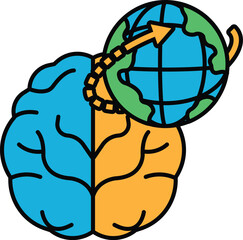 A brain with a globe on top of it