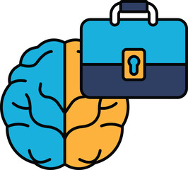 A brain and briefcase are shown together