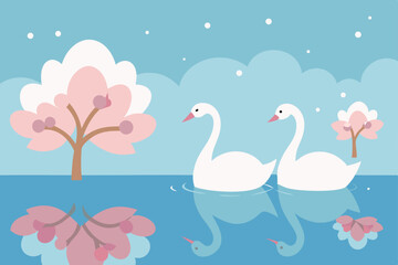 two swans on the lake