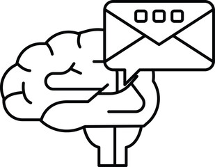 A brain holding an envelope with a message inside