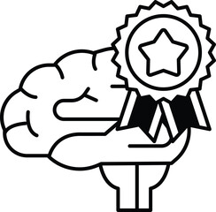 A brain is holding a star and a ribbon