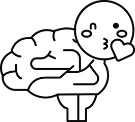 A cartoon drawing of a brain with a heart on it