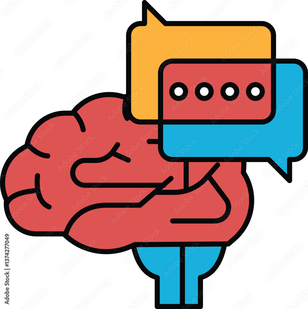 Poster a brain with a speech bubble on it