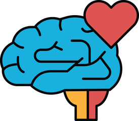 A brain with a heart in the middle