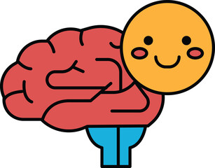 A cartoon brain with a smiling face