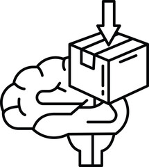 A brain is holding a box with a downward arrow