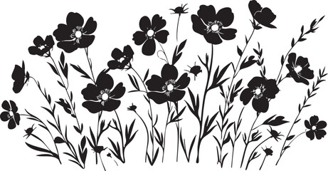 Black and white floral silhouette vector for decorative design and art projects.