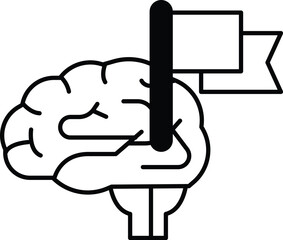 A brain with a flag in its hand