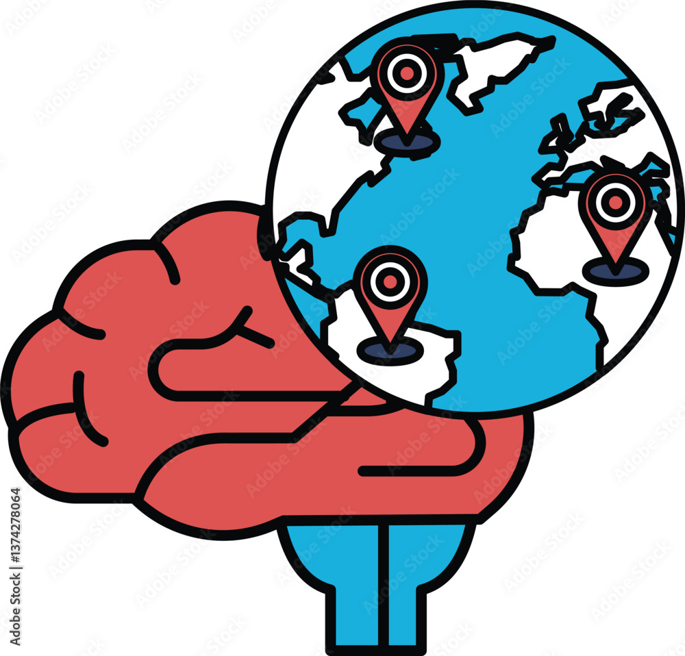 Poster a brain with a globe on top of it