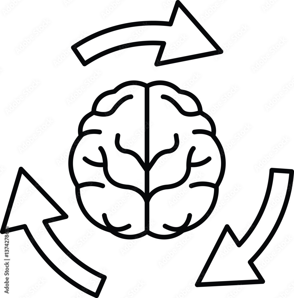 Poster brain with two different halves and arrows pointing to the left