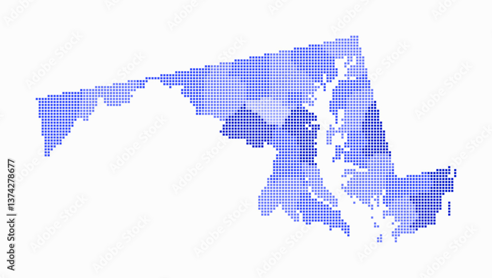 Poster maryland dotted map. digital style map of the state on white background. maryland shape with square 