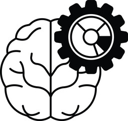 brain with a gear in the middle