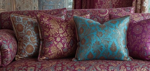  Luxurious Silk Upholstery, Intricate Patterns, and Vibrant Jewel Tones Add Opulence and Elegance