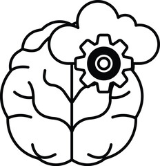 brain with a gear in the middle