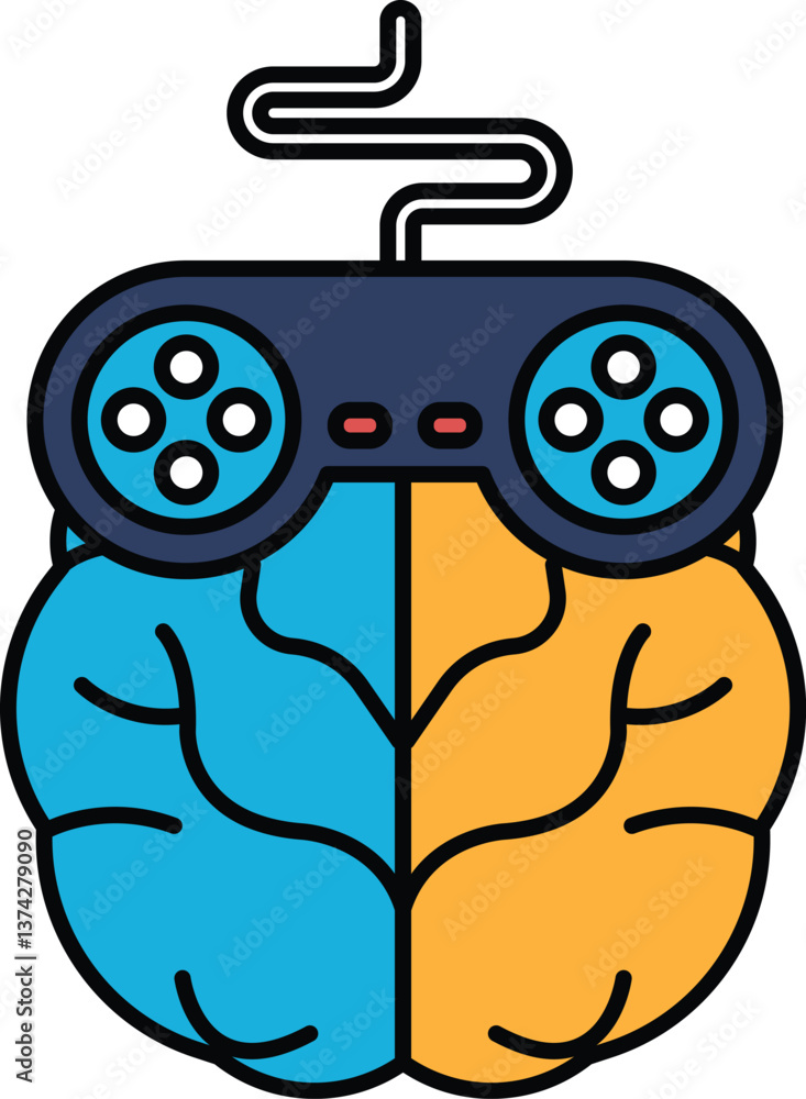 Poster a brain with a controller on it