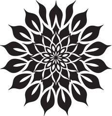 Intricate black and white mandala design for decorative and artistic use.