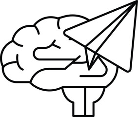 brain with a paper airplane on top of it
