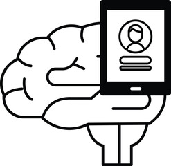 person holding a tablet in front of a brain