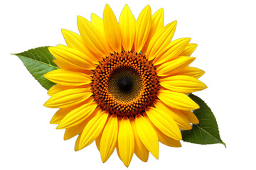 Fototapeta premium Vibrant sunflower isolated on white background, perfect for summer designs, cheerful greetings, and botanical projects. Isolated on transparent background. A sunny floral element.